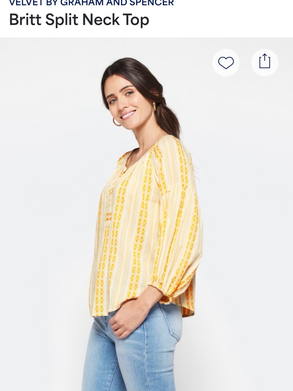 Velvet by Graham & Spencer Yellow and White Striped Embroidered Boho Blouse - Picture 5 of 13